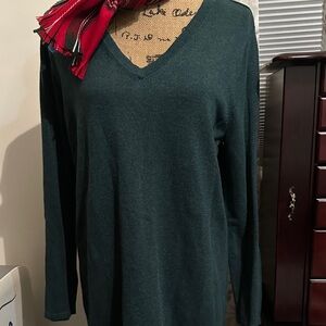 J. Jill Dark Green V-Neck Sweater